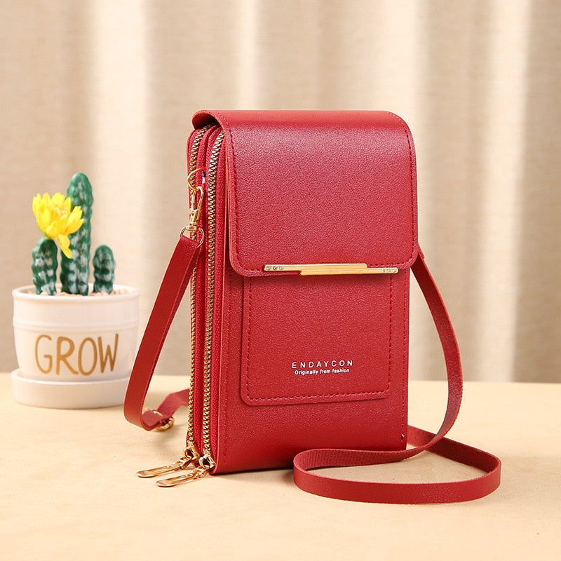Valenzora Leather Smartphone Clutch | Women's Handbag with Touchscreen Window