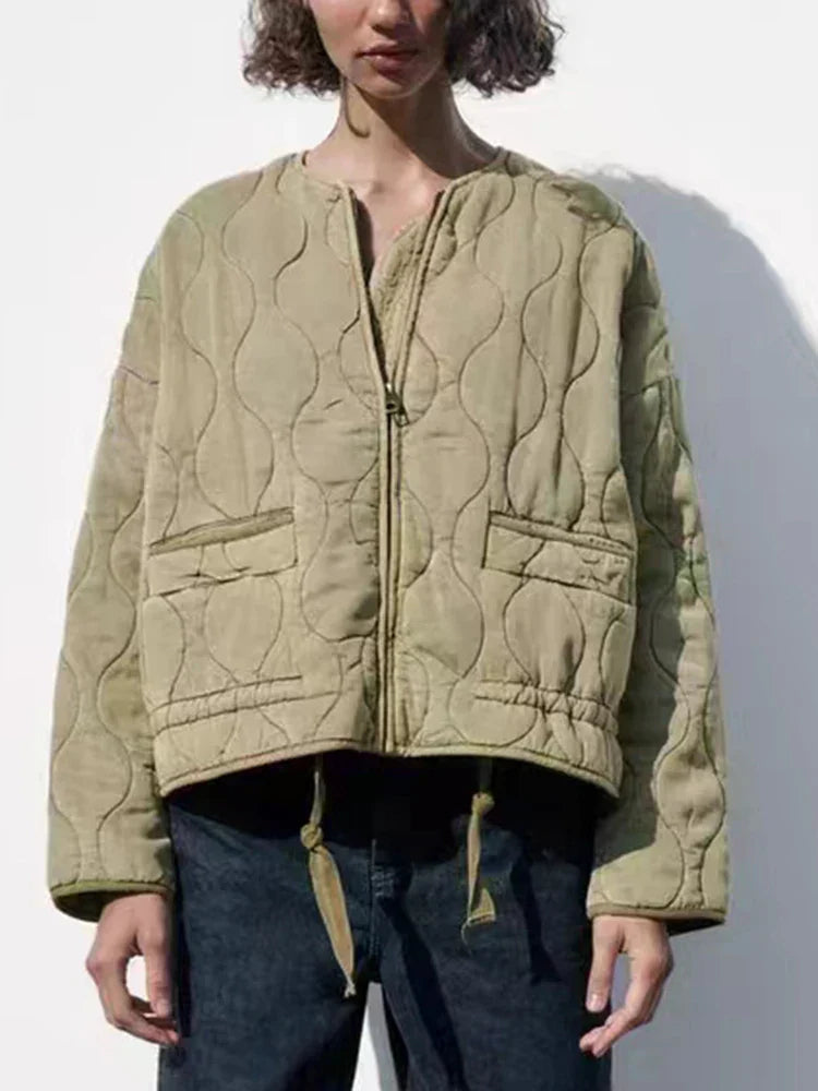 Valenzora | Padded solid-color zip-up jacket