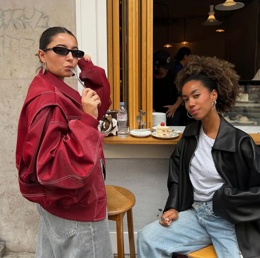 Valenzora | Oversized leather jacket with urban flair