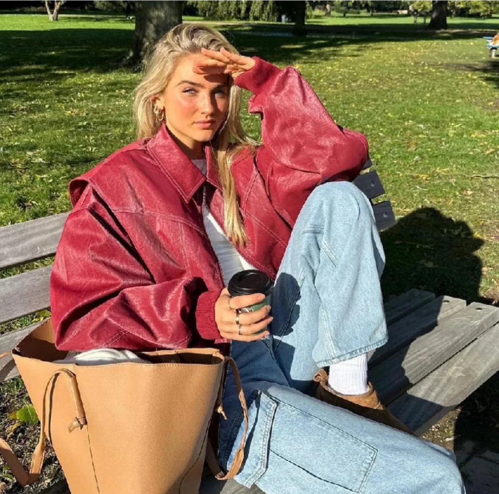 Valenzora | Oversized leather jacket with urban flair
