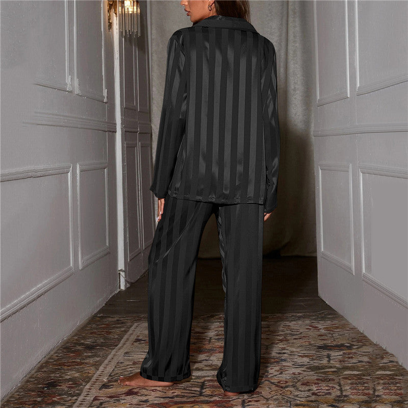 Valenzora | Set Long Sleeve Button Up Lounge Set Satin Valenzora | set