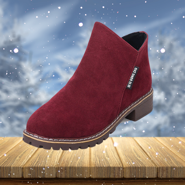 Valenzora | Suede ankle boot with non-slip sole and side zipper