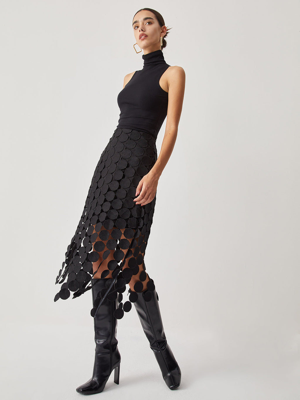 Valenzora | Rock Elegant Bodycon Midi Skirt with High Waist