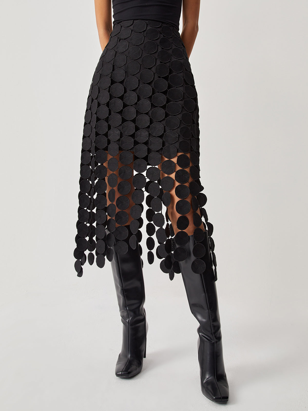 Valenzora | Rock Elegant Bodycon Midi Skirt with High Waist