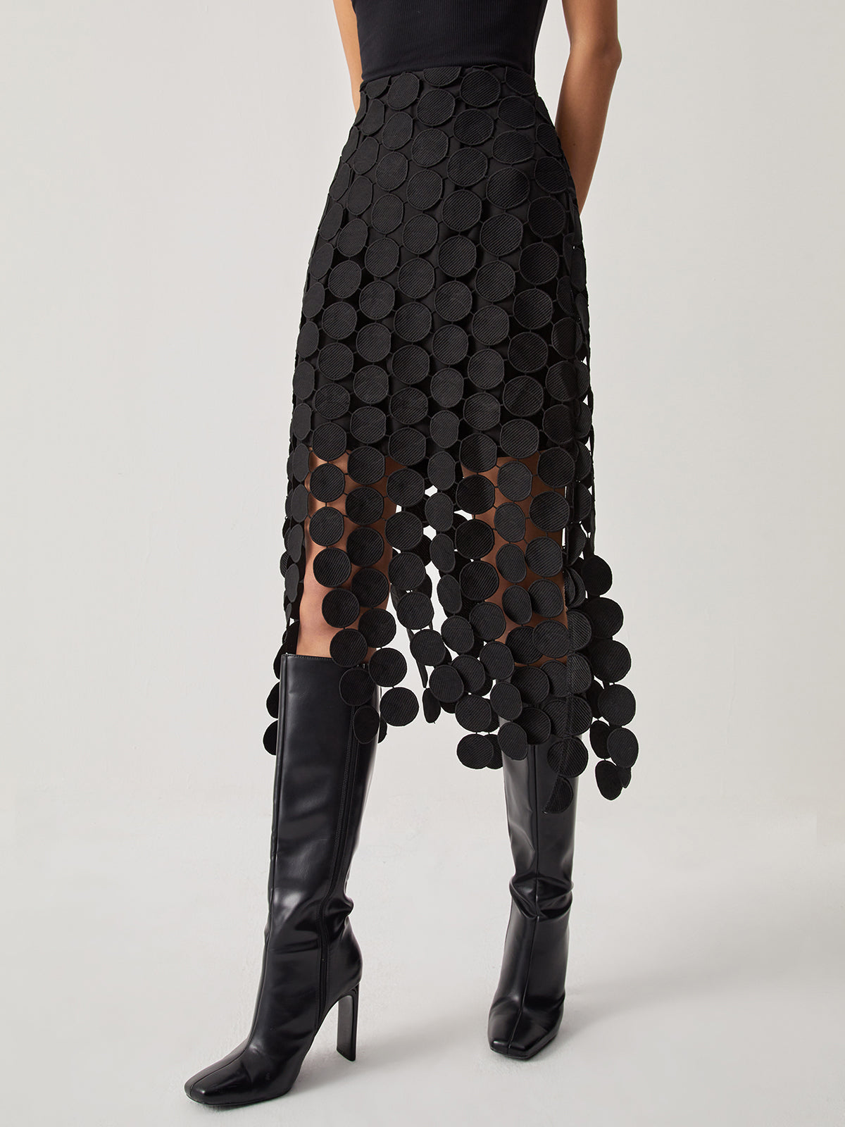 Valenzora | Rock Elegant Bodycon Midi Skirt with High Waist