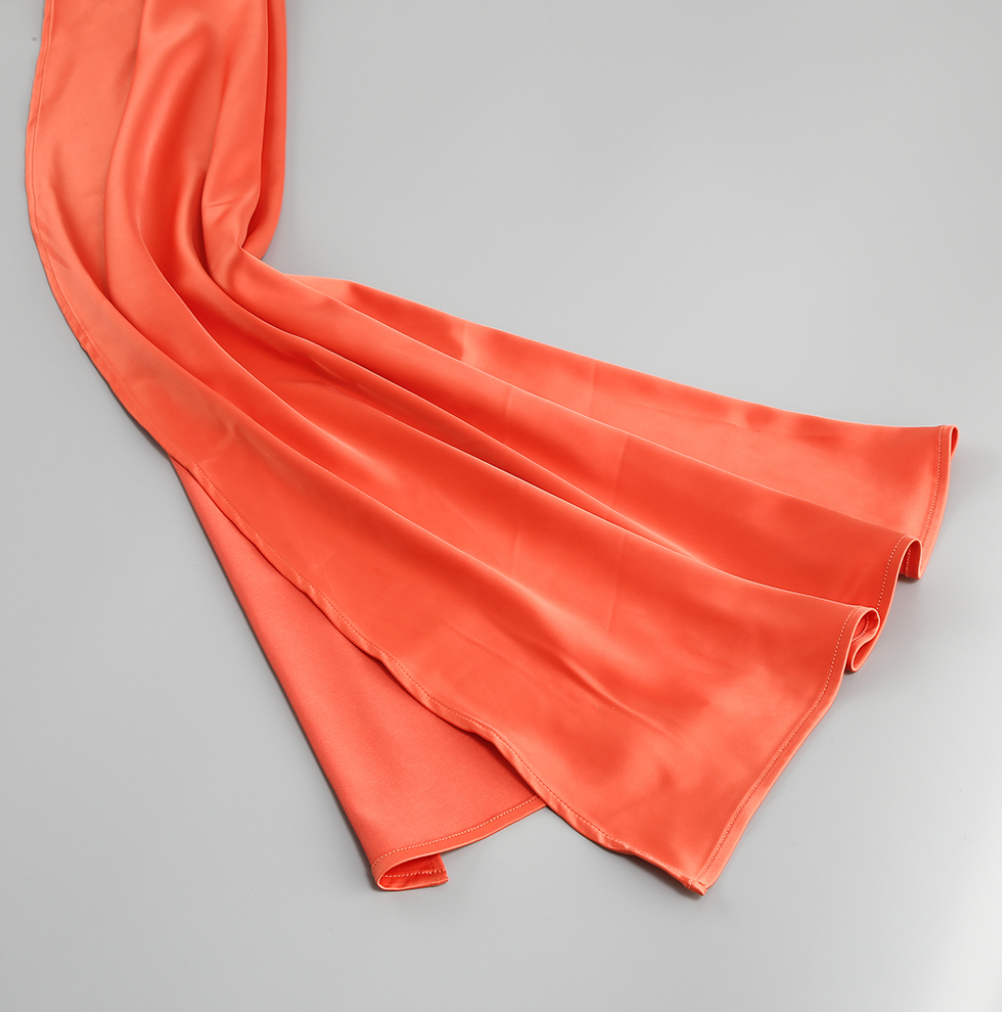 Satin mini dress with side train