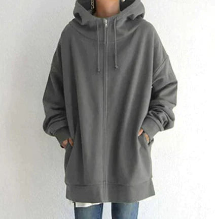 Damen-Winter-Kapuzenpullover mit Reißverschluss