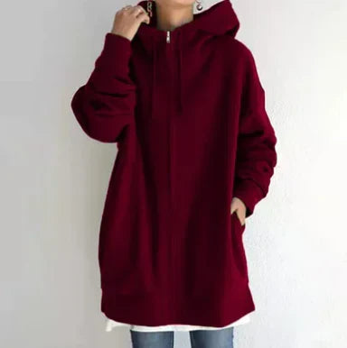 Damen-Winter-Kapuzenpullover mit Reißverschluss