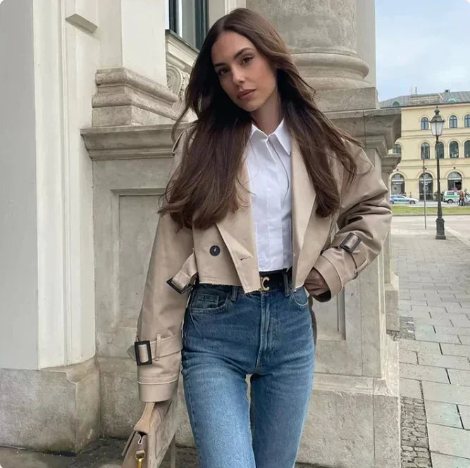 Valenzora | Long-sleeved trench coat with adjustable belt