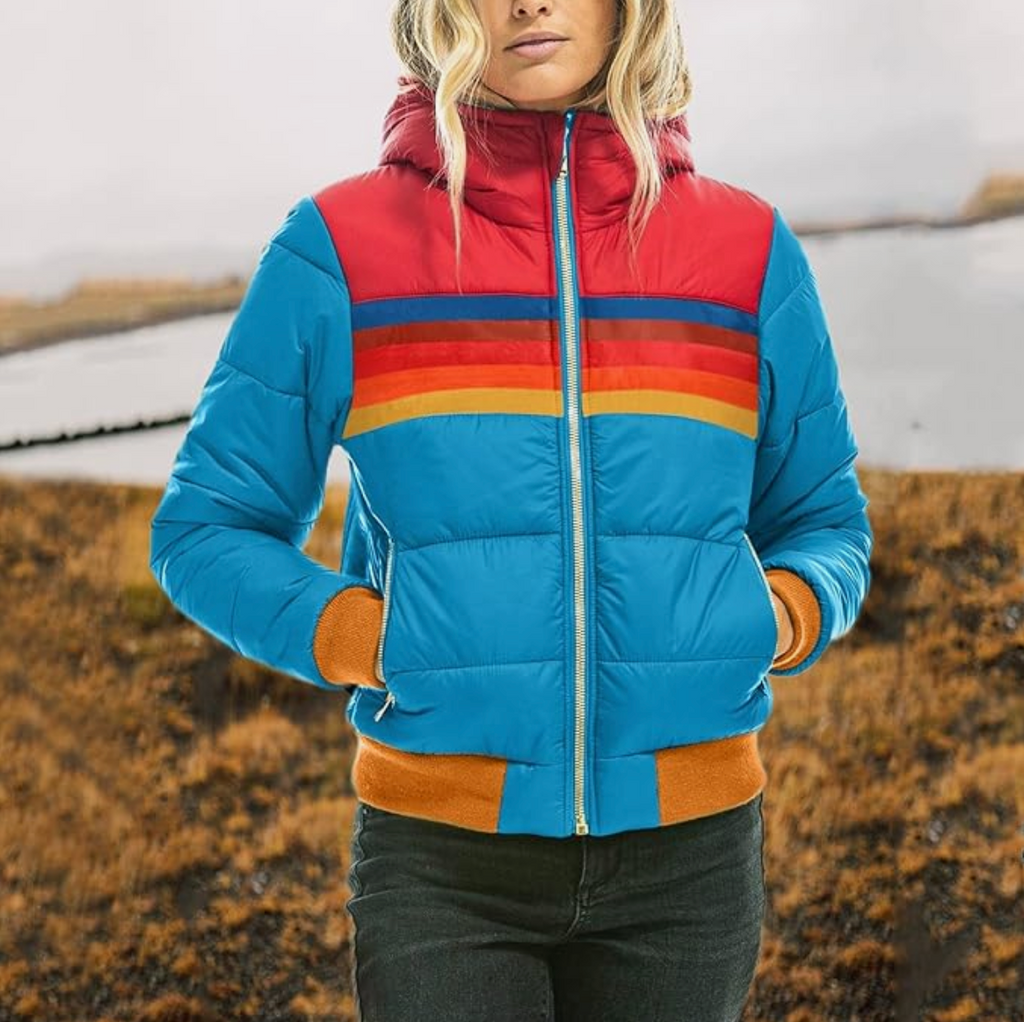 Valenzora | Fashionable Retro Winter Jacket for Women with Striped Pattern