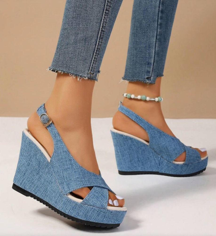 Valenzora | Denim wedge sandals