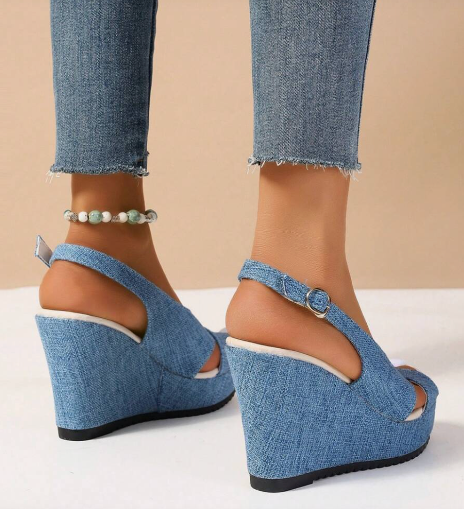 Valenzora | Denim wedge sandals