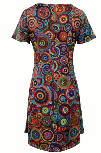 Valenzora | Mehrfarbiges Boho-Kleid mit Grafikmuster