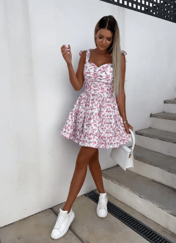 Valenzora | Ärmelloses Boho-Kleid mit Blumenmuster
