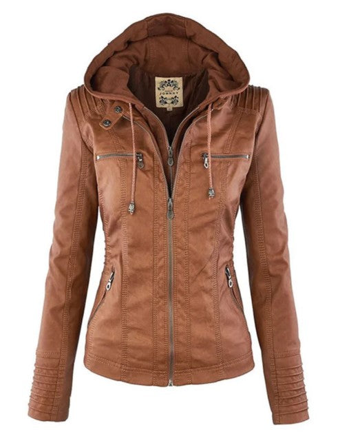 Women's Leather Jacket with Hood | Perfect for Casual Days