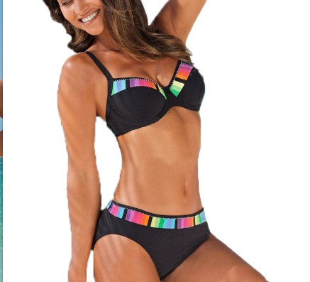 Valenzora | Boho Floral Print Moderate Underwire Brazilian Two Piece Bikini Swimsuit