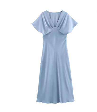 Elegantes Damen-Midikleid mit Puffärmeln und figurbetontem Schnitt, Größe S