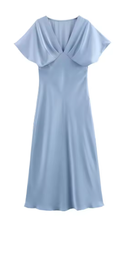 Elegantes Damen-Midikleid mit Puffärmeln und figurbetontem Schnitt, Größe S