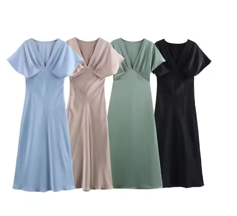 Elegantes Damen-Midikleid mit Puffärmeln und figurbetontem Schnitt, Größe S
