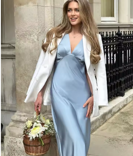 Elegantes Damen-Midikleid mit Puffärmeln und figurbetontem Schnitt, Größe S