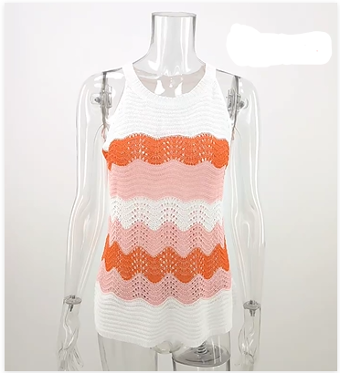 Valenzora | Sleeveless knit top with wavy stripe pattern for women