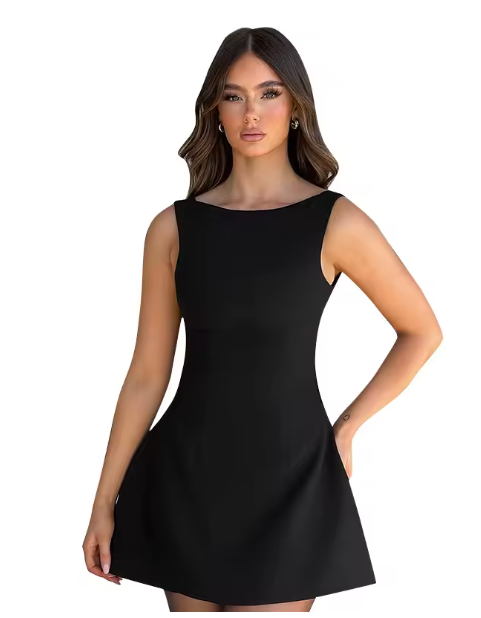 Women's skater dress with an elegant cut and high waistband, size [size missing]