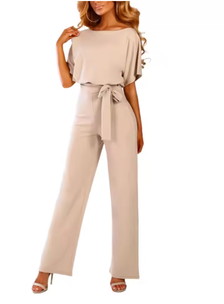 Valenzora - Jumpsuit with belt and short sleeves
