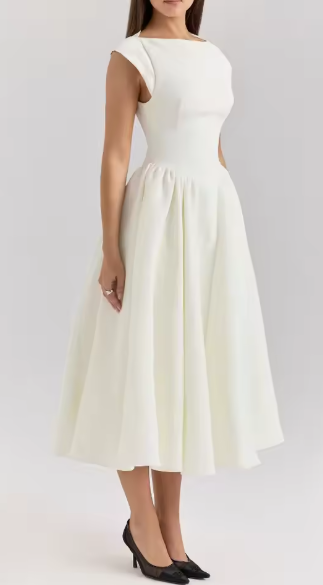 Damen A-Linien-Kleid mit elegantem Bustier-Oberteil und schwingendem Rock, Größe