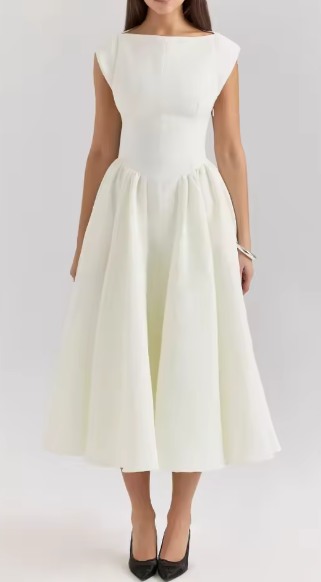 Damen A-Linien-Kleid mit elegantem Bustier-Oberteil und schwingendem Rock, Größe