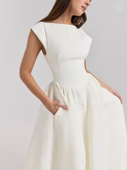 Damen A-Linien-Kleid mit elegantem Bustier-Oberteil und schwingendem Rock, Größe