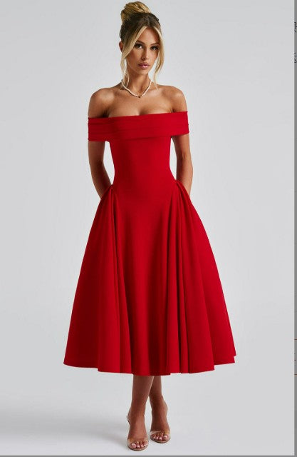 Valenzora | Elegantes blaues Midikleid