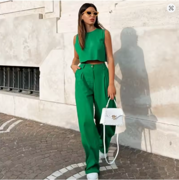 Valenzora | Two-piece sleeveless business casual ensemble