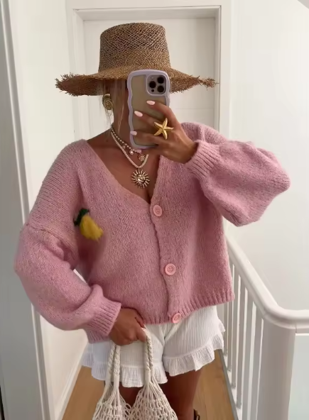 Valenzora | Damen Strickpullover mit Zitronenmuster