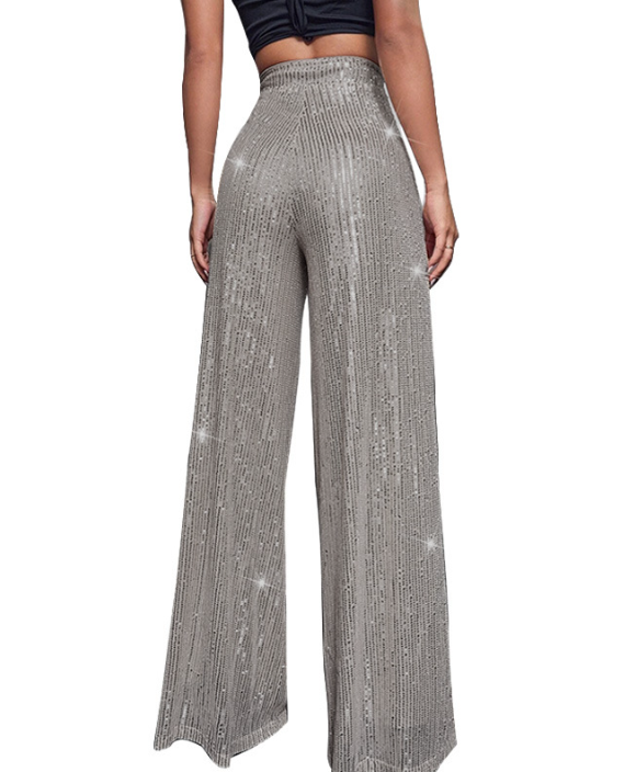 Valenzora | Casual Solid Color Sequin Loose Straight Solid Color Trousers
