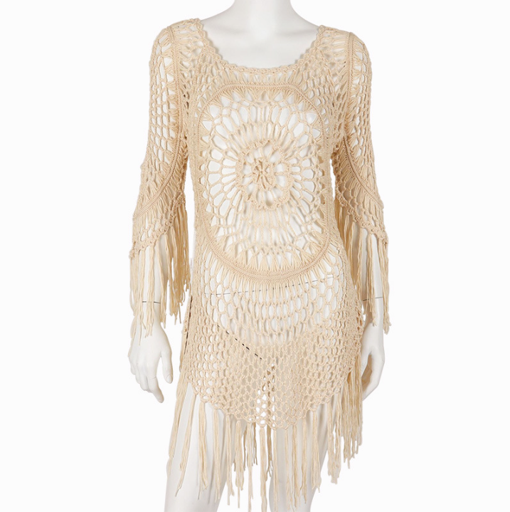 Valenzora | Cover Up Boho Style Long Sleeve Bikini Cover Up Beach Outfits