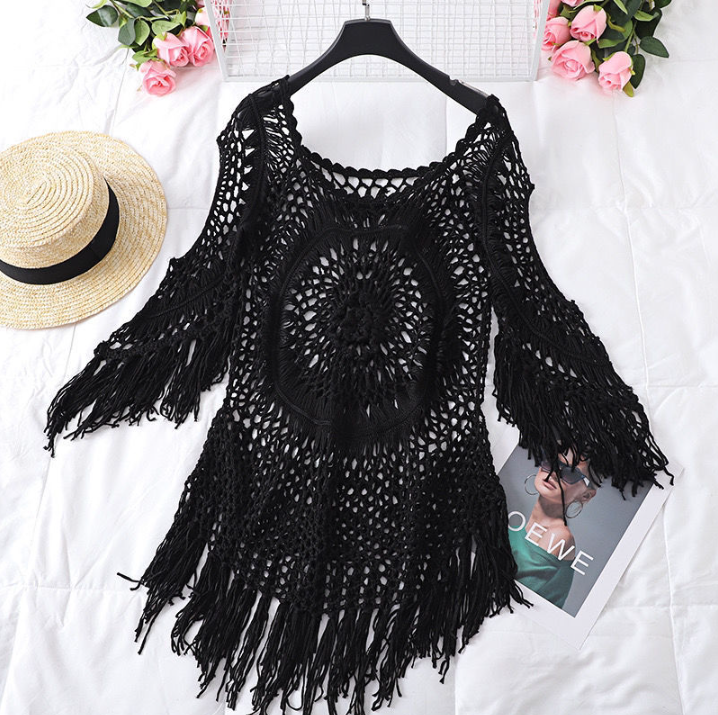 Valenzora | Cover Up Boho Style Long Sleeve Bikini Cover Up Beach Outfits