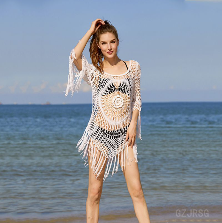 Valenzora | Cover Up Boho Style Long Sleeve Bikini Cover Up Beach Outfits