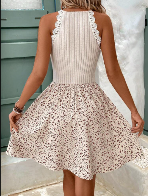 Valenzora | Cotton knit halterneck dress