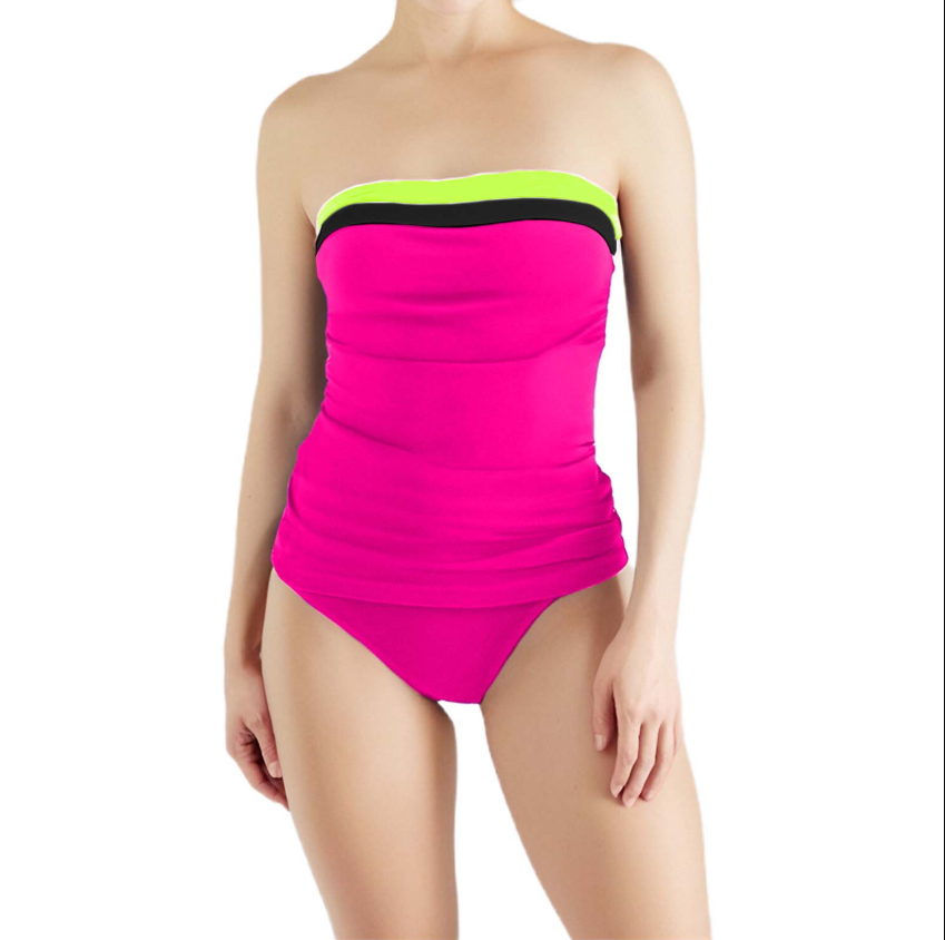 Valenzora | Fashion Tummy Control Color Block Tankini Set
