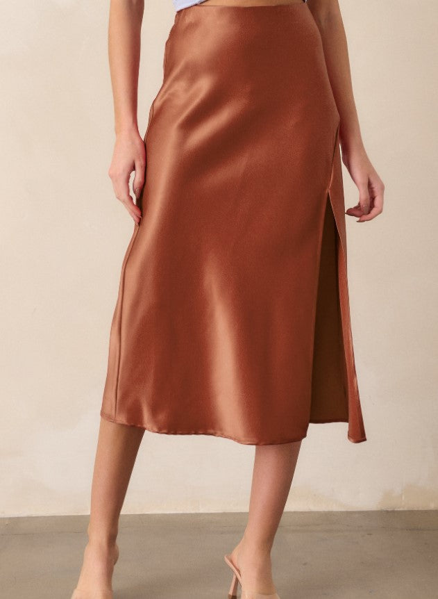 Valenzora | Pleated Split PU Leather Skirt for Women