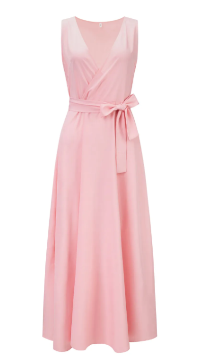 Valenzora - Women's solid color V-neck long dress