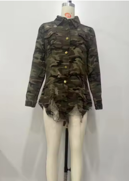 Valenzora | Camouflage Jacket with Versatile Pockets and Button Closure