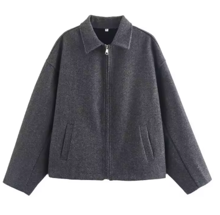 Valenzora | Braune Damen-Wolljacke mit elegantem Kragen