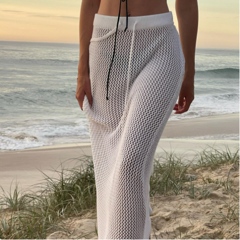 Valenzora | Rosiedress Elastic Waistband Hollow Space Cover Up Maxi Skirt
