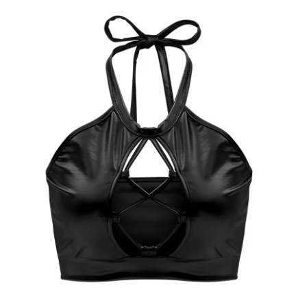 Women's sports bikini top with unique cut details and shimmering finish, size Valenzora