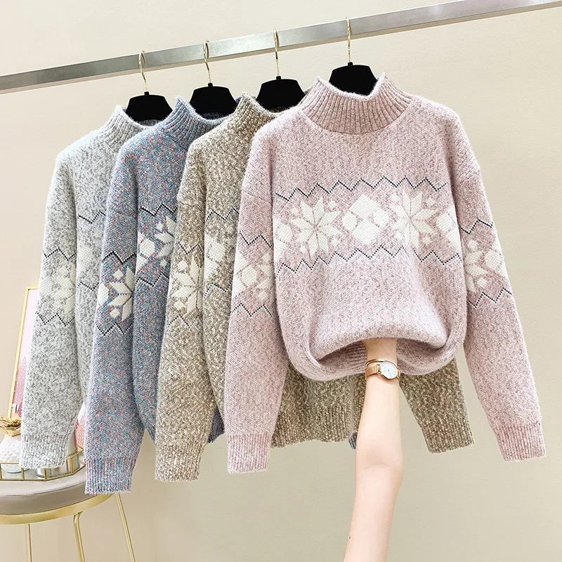Valenzora - Ugly Christmas Sweater - Cozy Snowflake Turtleneck