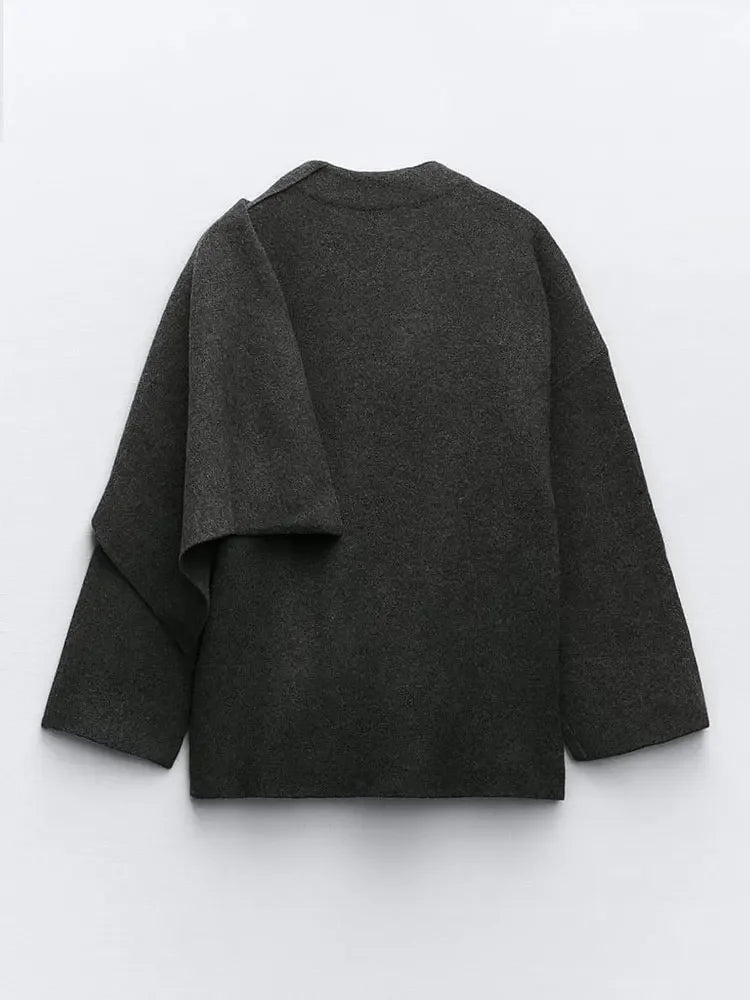 Knitted cape coat with scarf