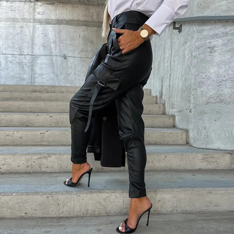 Valenzora | Modern vegan leather trousers with