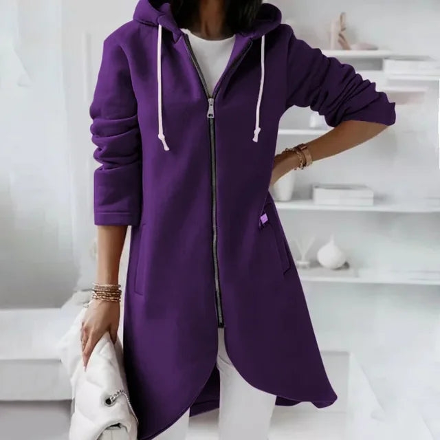 Valenzora | Hooded cardigan with curved hem