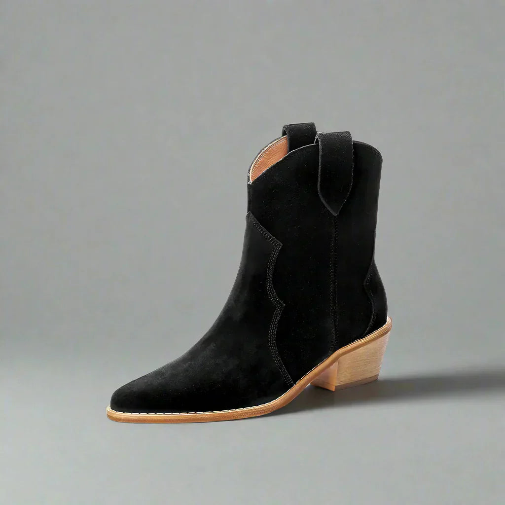 Valenzora | Cowhide Leather Women's Suede Women's Boots with Heel